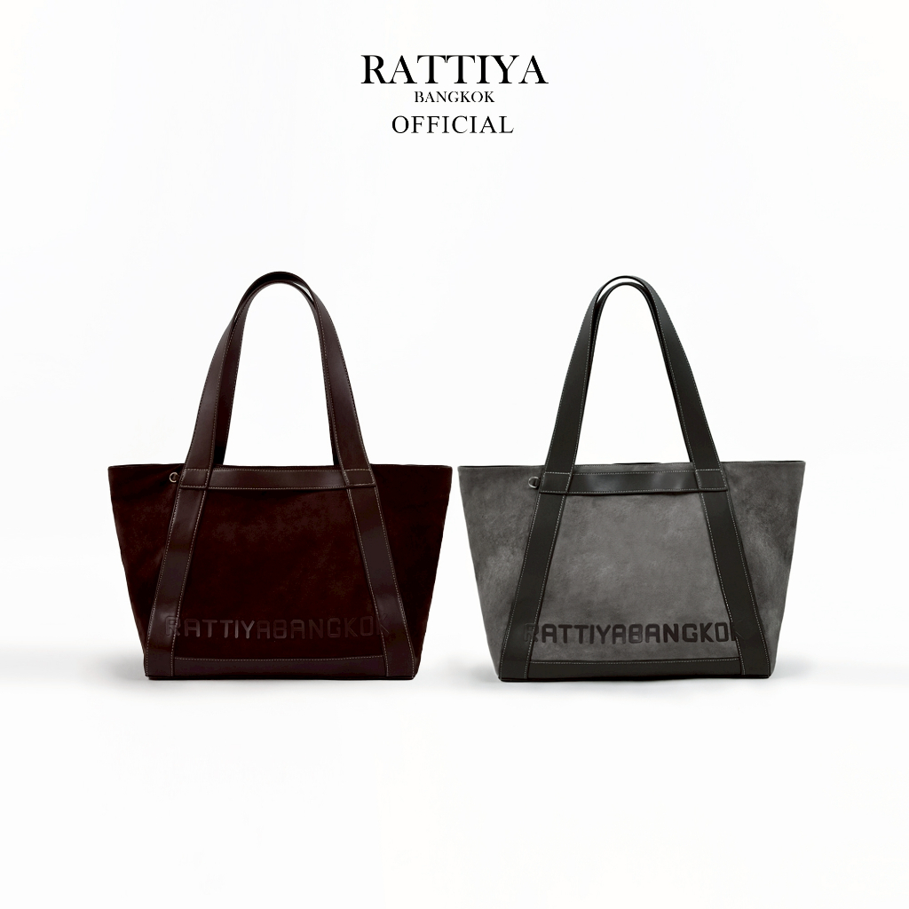 [RATTIYA BANGKOK] Rattiya Tote Bag / 2 colors กระเป๋าหนังกลับทรง Tote เรียบหรู น้ำหนักเบา สะพายไหล่