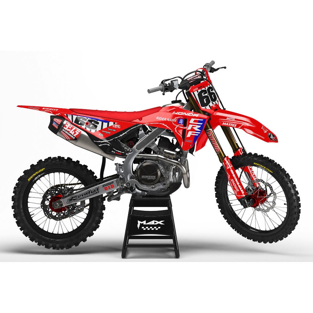 สติกเกอร์รถวิบาก Honda CRF110-450 cc ทั้งคัน พร้อมสติกเกอร์กระบอกโช๊ค ใส่ชื่อ เลขเบอร์ ได้ตามต้องการ