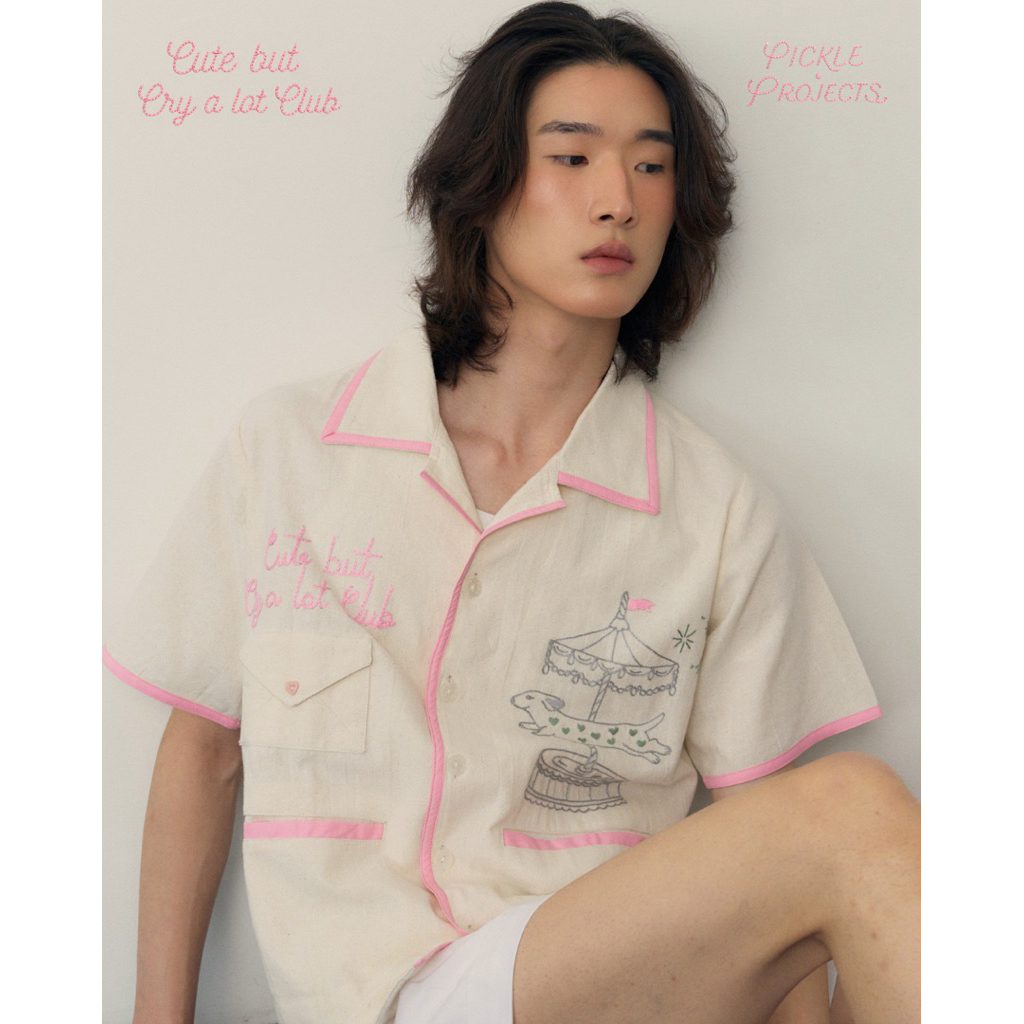 Pickle Projects - Cute but cry a lot hand-embroidered s/s shirt (ปักด้วยมือ)