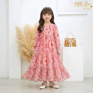 ⭐️Littlestar👧🏻เดรสกระโปรงยาว ชุดเดรสเด็กมุสลิม เด็กผู้หญิงอิสลาม ยาวพิเศษGML665 666 667