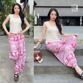 No.1Shop กางเกงบอลลูน ทรงจินนี่สวยเก๋ใส่เท่ห์ มีสไตล์ ผ้าไหมญี่ปุ่นนุ่ม มีเชือกรูดด้านในกางเกง