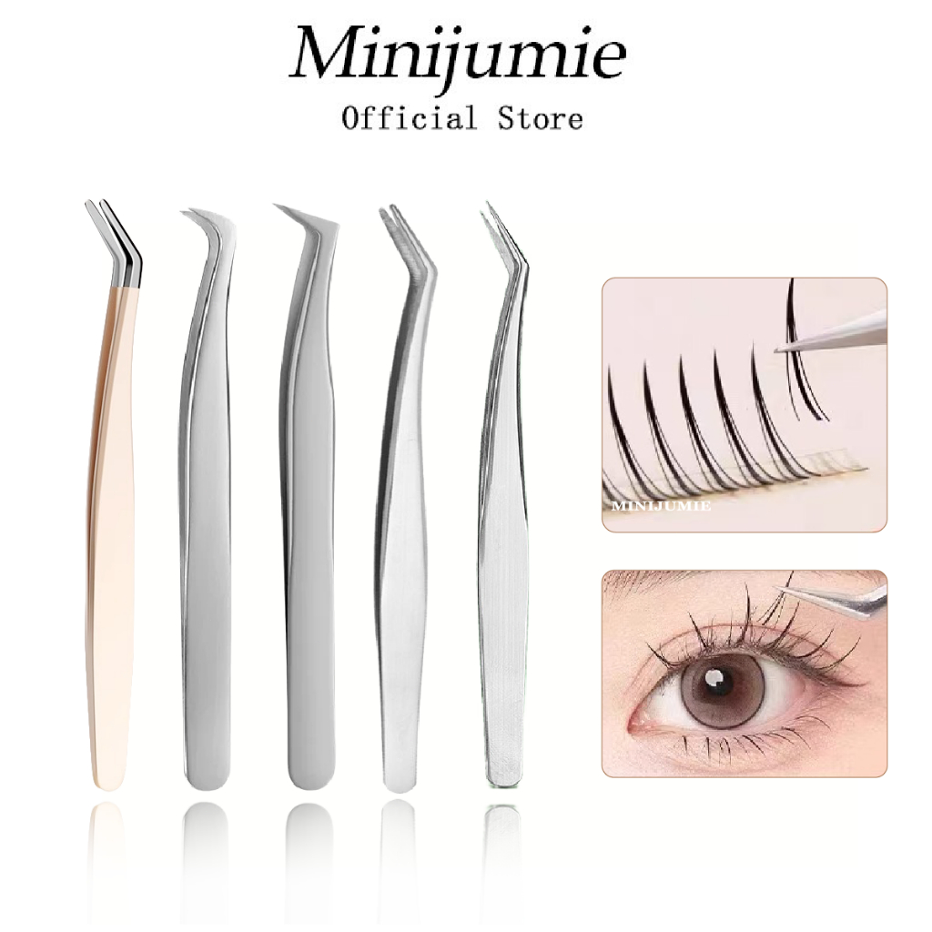 ✈️ส่งจากไทย ✈️ minijumie แหนบขนตาสแตนเลสโค้งความแม่นยําสูงเครื่องมือกราฟต์ขนตาแต่งหน้า