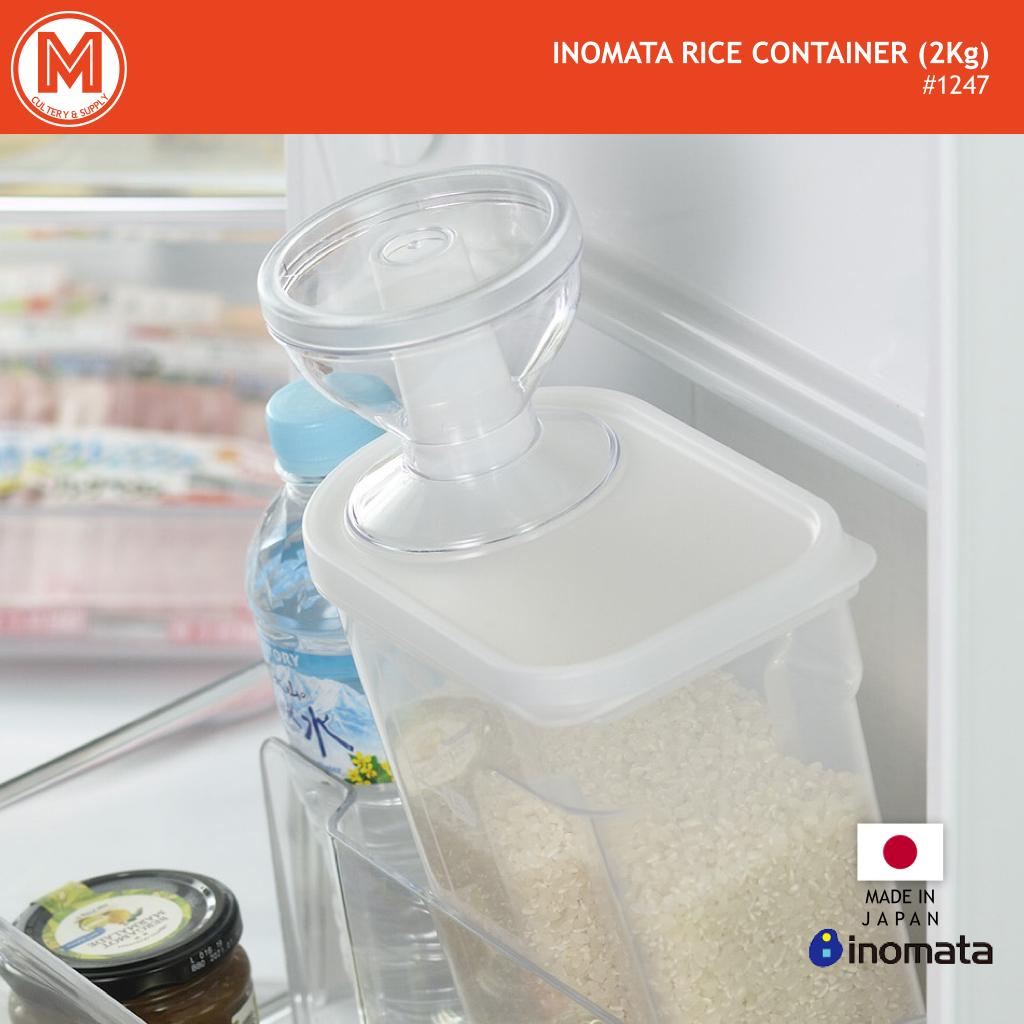 กล่องเก็บข้าวสาร ฝาปิดกันความชื่นตวงข้าวได้ INOMATA #1247