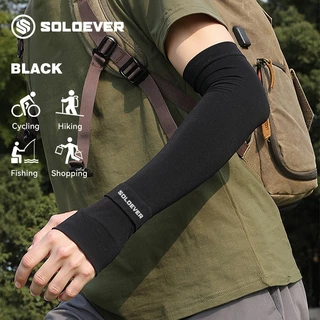 SOLOEVER ปลอกแขน UPF50+ ปลอกแขนกันแดด 1คู่ ปลอกแขนกัน เสื้อ ผ้าละเอียด กันแสง ปลอกแขนกันแดด uv ผ้าแห้งไว ผ้าไหมน้ำแข็ง