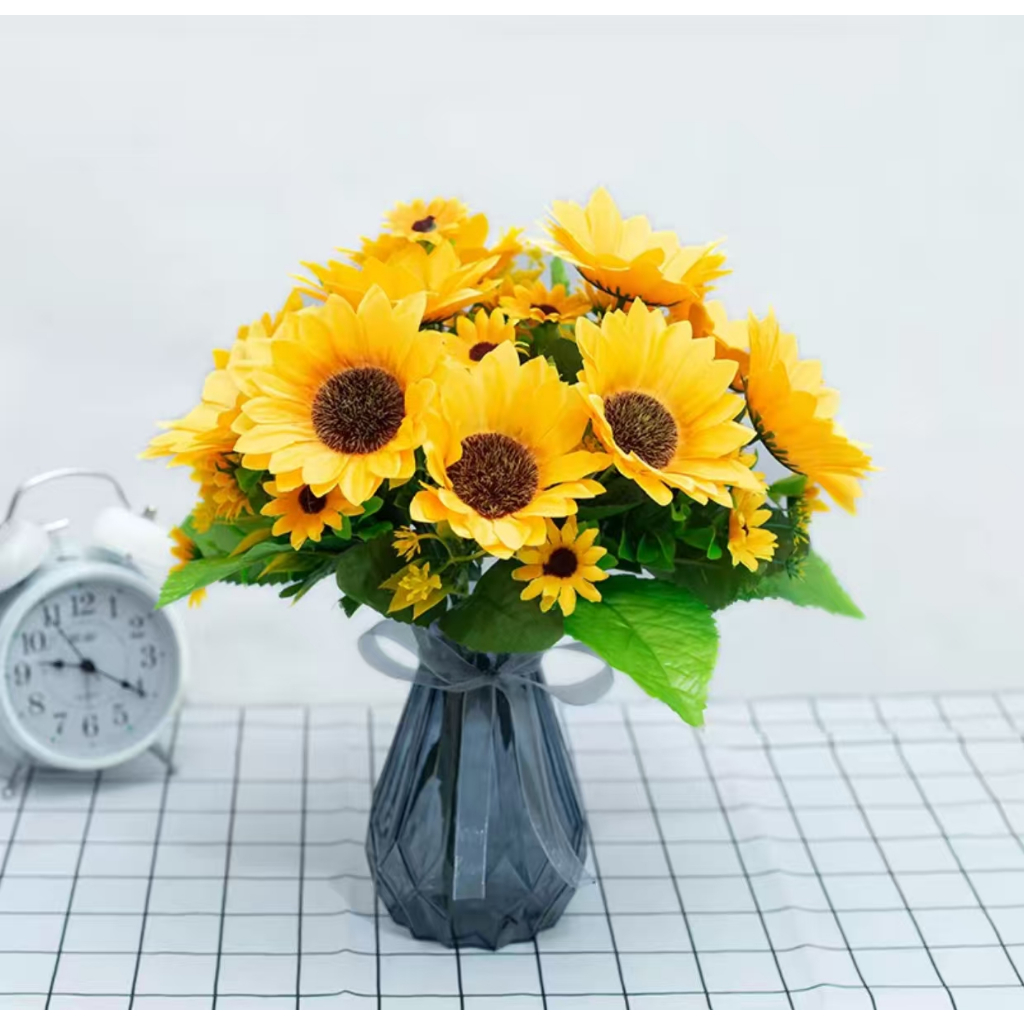 Head Sunflower Bouquet Silk Small Bundle Simulation Flowers Creative Soft Artificial Flowers Valenti