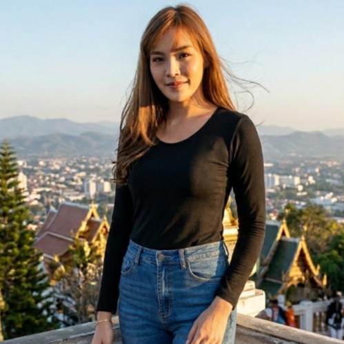 (ยืดแขนยาว ไซส์ S-M หุ่นกระชับ)เสื้อแขนยาวผู้หญิง ผ้านิ่มทิ้งตัว เสื้อยืดแขนยาว เสื้อเรย่อน choty LT