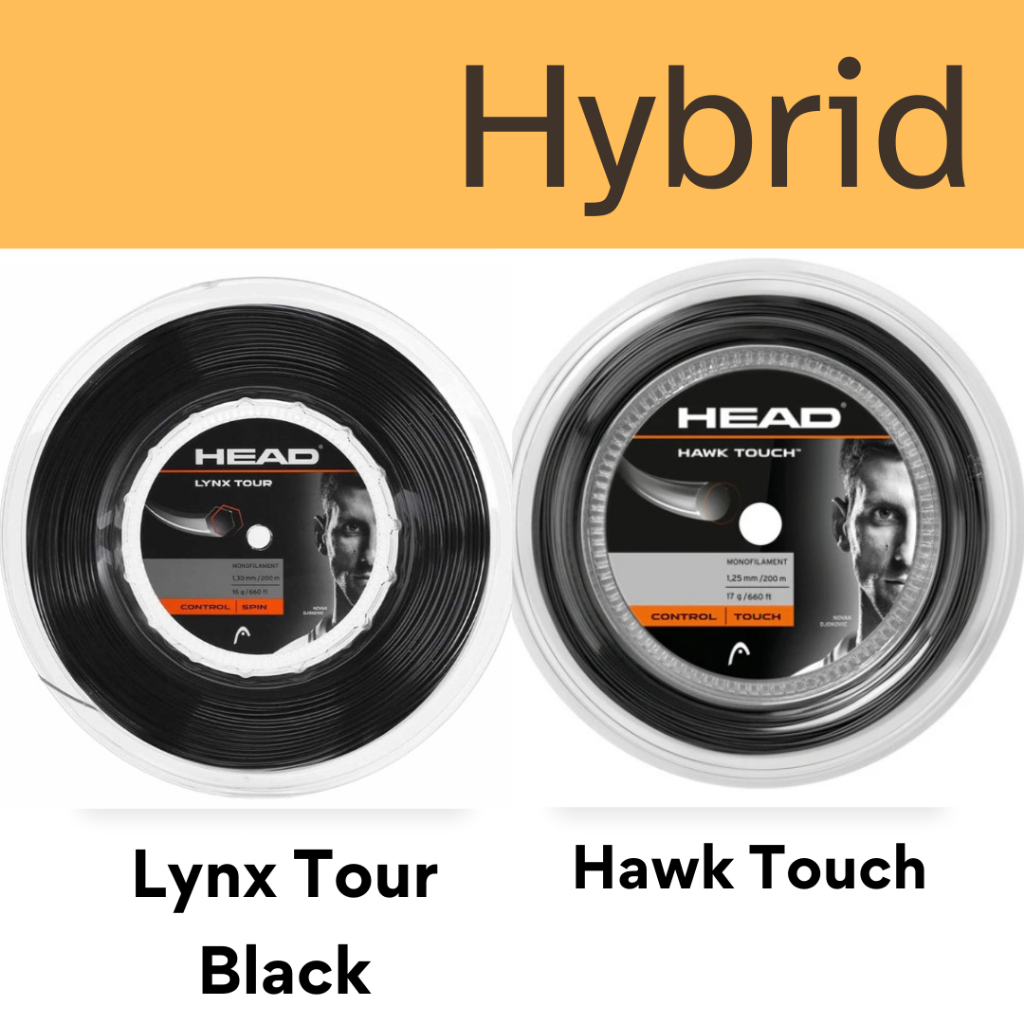 เอ็นเทนนิสไฮบริด Head Lynx Tour - black / Hawk Touch (ตัดแบ่ง)