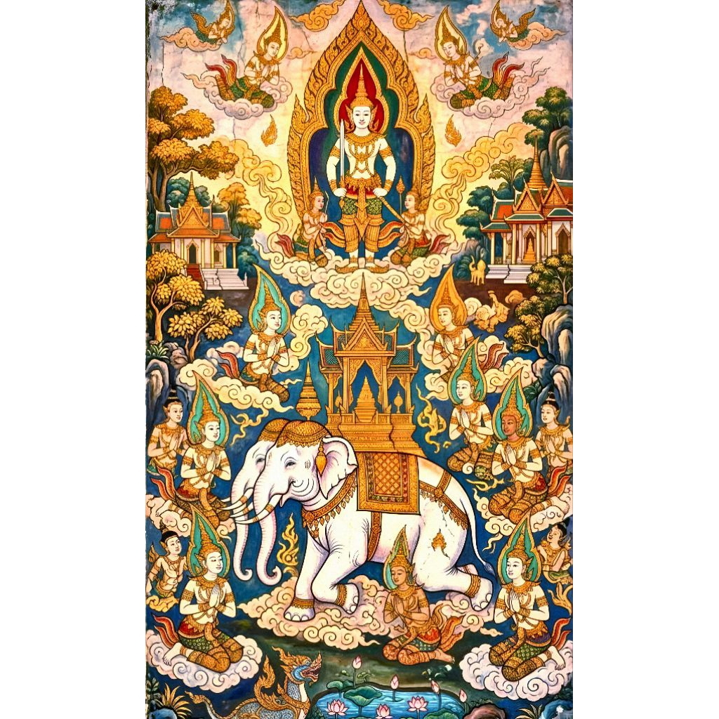 รูปโปสเตอร์ ภาพผนัง ลายไทย ขนาด 25*42 cm กระดาษหนา 200 แกรม ติดผนัง ตบแต่งบ้าน