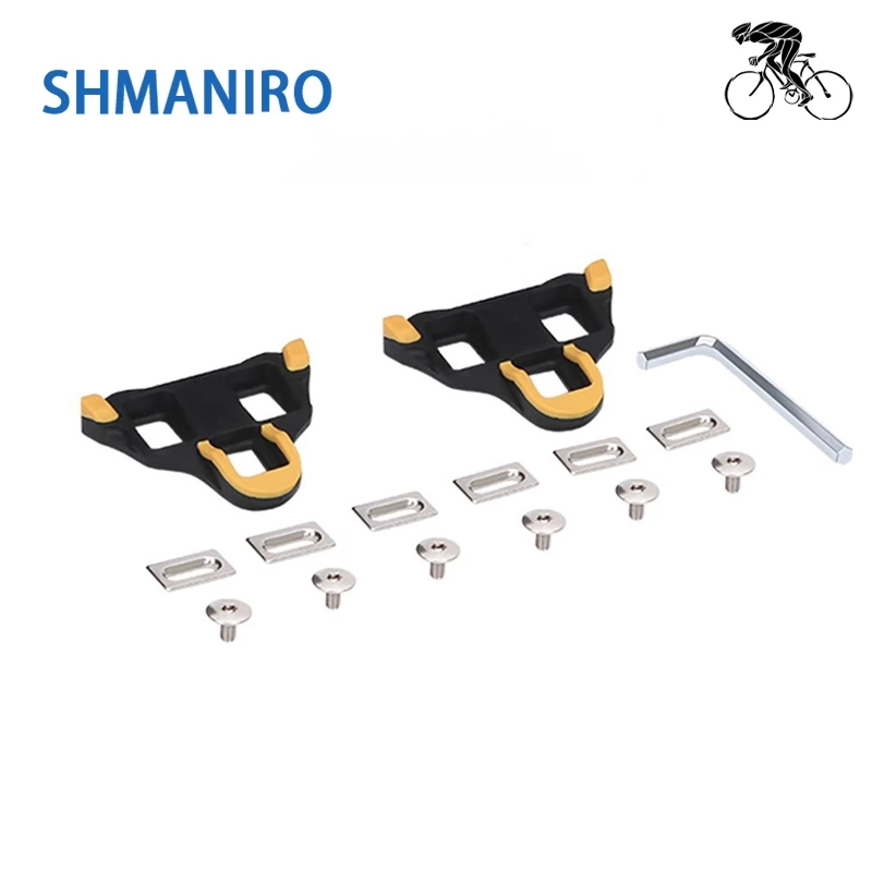 SHMANIRO {Bangkok Stock} ปลั๊กคู่รัดส้น SPD-SL สีเหลือง 0° พร้อมอุปกรณ์ติดตั้ง สำหรับจักรยานยนต์ทางหลวง