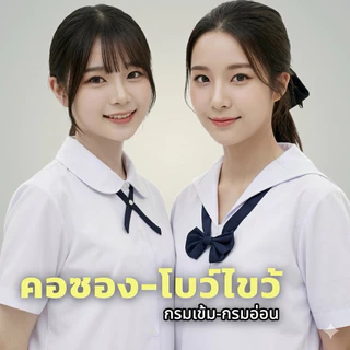 คอซอง โบว์ไขว้ สีกรมเข้ม และ กรมอ่อน