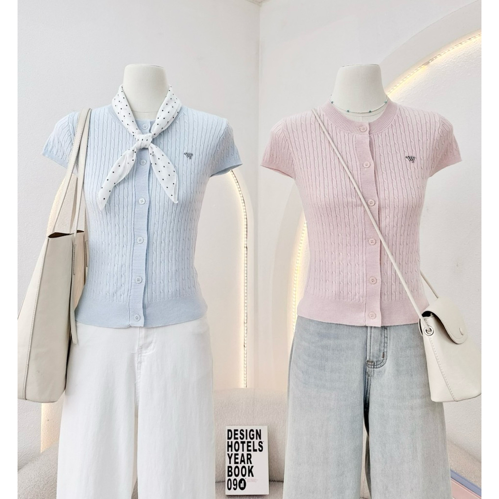 WA YA เสื้อคาร์ดิแกนแขนสั้น