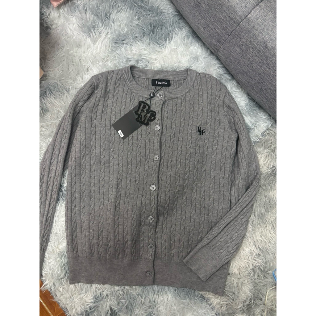 เสื้อคาร์ดิแกนถักไหมพรม BMG Beming สีเทาM