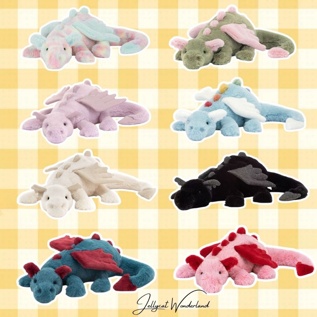 Jellycat Dragon ตุ๊กตา Jellycat นุ่มและฟู วัสดุที่ปลอด ภัยของแท้ 100% จัดส่งจากประเทศไทย
