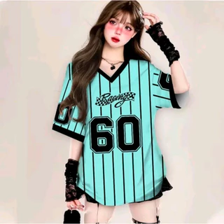 เสื้อทรงสเก็ตผู้หญิง oversize เสื้อผ้าสาวอวบคนอ้วนไซส์ใหญ่ เสื้อโอเวอร์ไซส์บาสเท่ๆ วินเทจ กีฬาลําลองทรงหลวมสไตล์เกาหลี