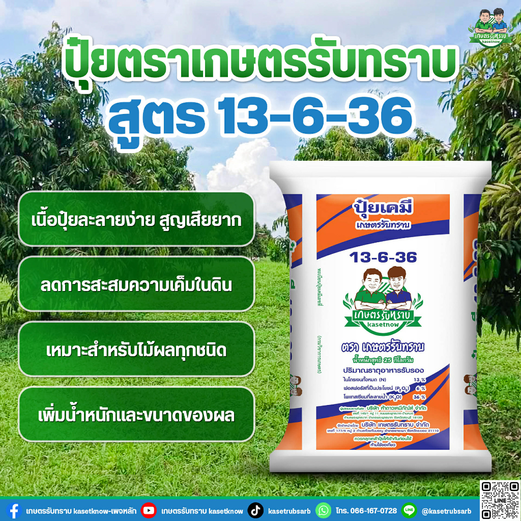 ปุ๋ยเคมี 13-6-36 ของเกษตรรับทราบ