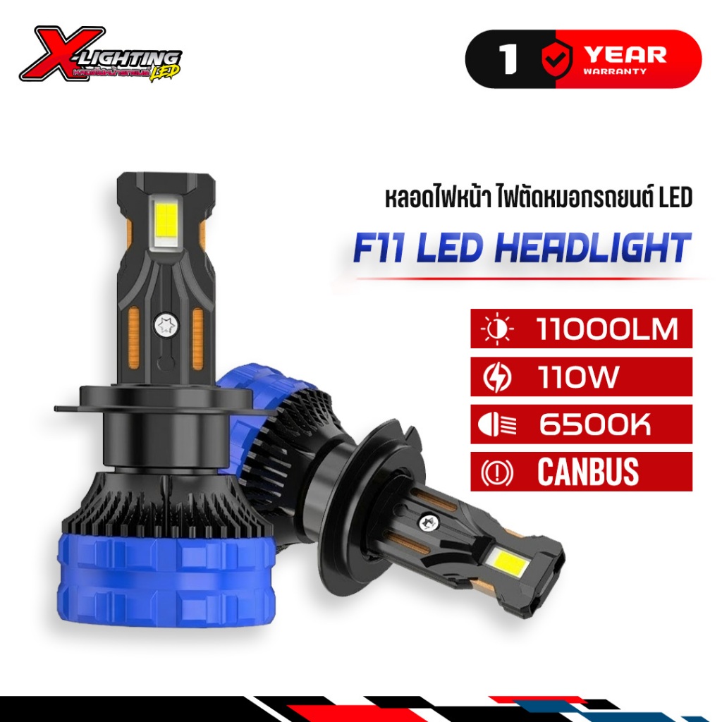 X-Lighting F11 หลอดไฟหน้า LED รถยนต์ 110W 11,000LM ชิป CSP 3570 แสงขาว 6500K รับประกัน 1 ปี