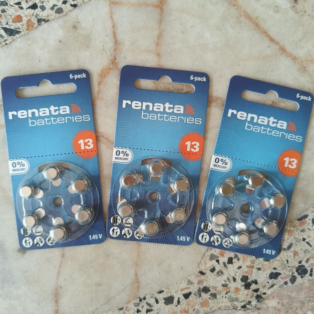 ถ่านหูฟัง ถ่านเครื่องช่วยฟัง Renata เบอร์ 13 - Renata Batteries 13 (PR48) หมดอายุ 2028-10