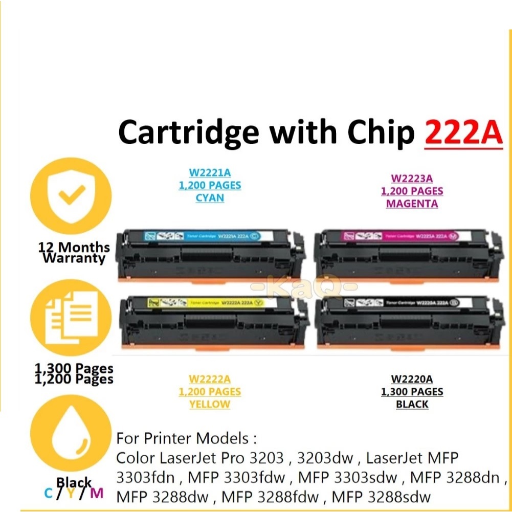 Toner HP 222A BK (W2220A) / C (W2221A) / M (W2223A) / Y (W2222A) LaserJet Toner Cartridge