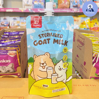 [ 12 ซอง ] นมแพะสเตอริไลส์ ตราอู่จี๊ Ougie Sterilized goat milk 120 ml.