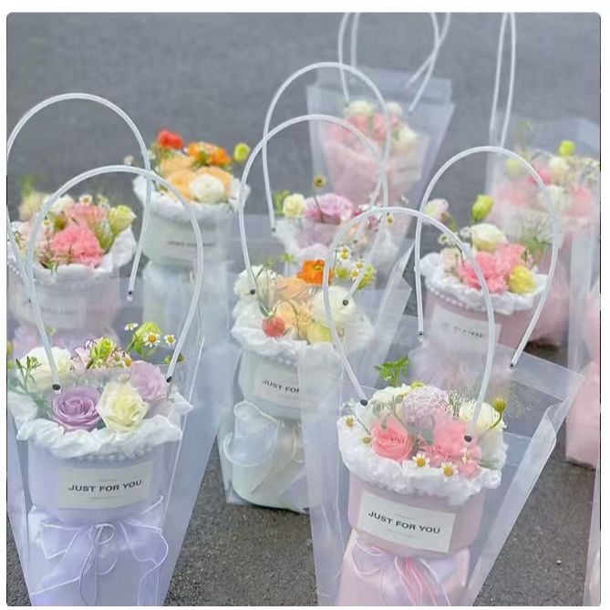 🌷🌷BAG🌷🌷ถุงหูหิ้ว แบบใส PVC แบบหูกลม ทรงT ทรงคางหมู ใส่ช่อดอกไม้ ของขวัญ ใส่ต้นไม้ แข็งแรง ทน