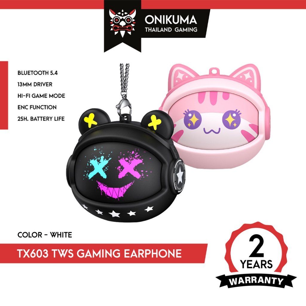Onikuma TX603 TWS Gaming Earphones หูฟังบลูทูธ 5.4 ฟังก์ชั่น ENC สามารถหมุนเปลี่ยนหน้าได้