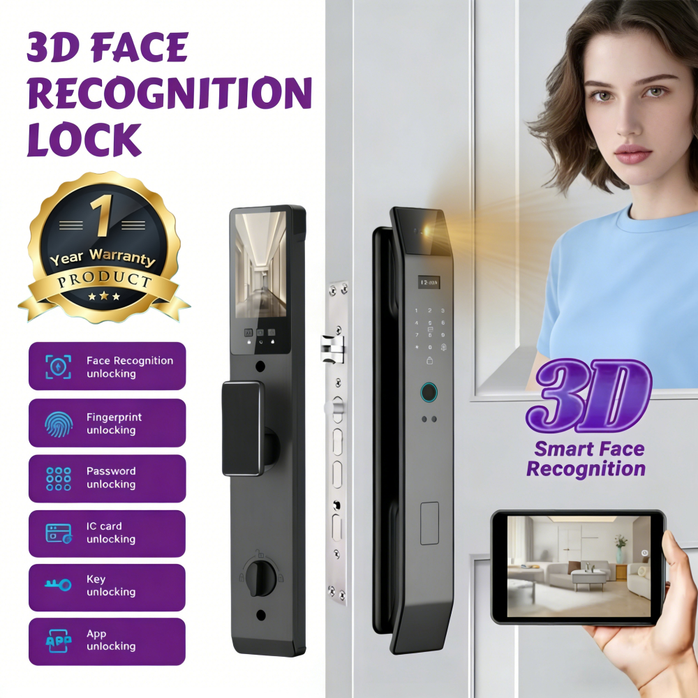【จัดส่งจากกรุงเทพ】3D Face Lock กุญแจอัจฉริยะ TUYA ล็อคดิจิตอล ลูกบิดประตู ลูกบิดประตูดิจิตอล ล็อคลายนิ้วมือ wifi