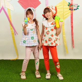 Mix Me เสื้อปกฉลุ กางเกงเลคกิ้ง ลายดอกไม้ ผ้า Single jersey Cotton เด็กหญิง อายุ 1-7ปี เสื้อผ้าเด็ก รุ่น 500491/500483