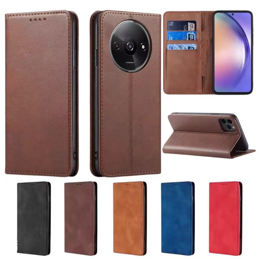 เคสฝาพับ กระเป๋าหนัง สำหรับ Xiaomi Redmi A3 A3Pro A1 A2 A1Plus A2Plus  กันกระแทก เปิดปิด ใส่บัตร ตั้งได้