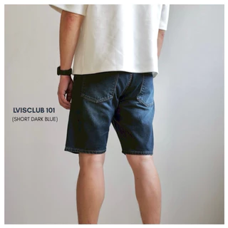 LVISCLUB 101 กางเกงยีนส์ขาสั้นทรงกระบอกผ้าไม่ยืดเป้าซิปฟอกเฟดสสวยนุ่มใส่สบาย