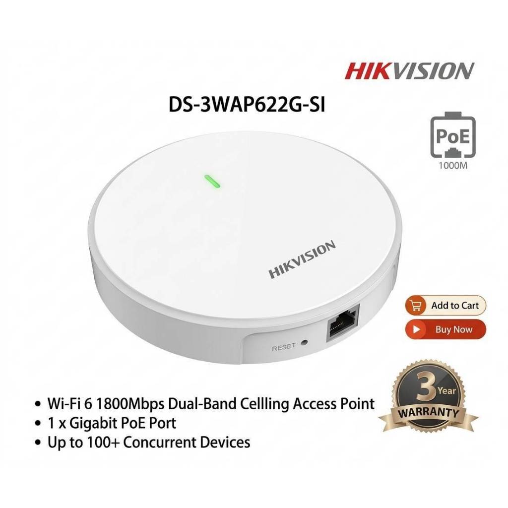 Hikvision DS-3WAP622G-SI อุปกรณ์กระจ่ายสัญญาณ Wireless Access Point ติดเพดานมาตรฐาน Wi-Fi 6