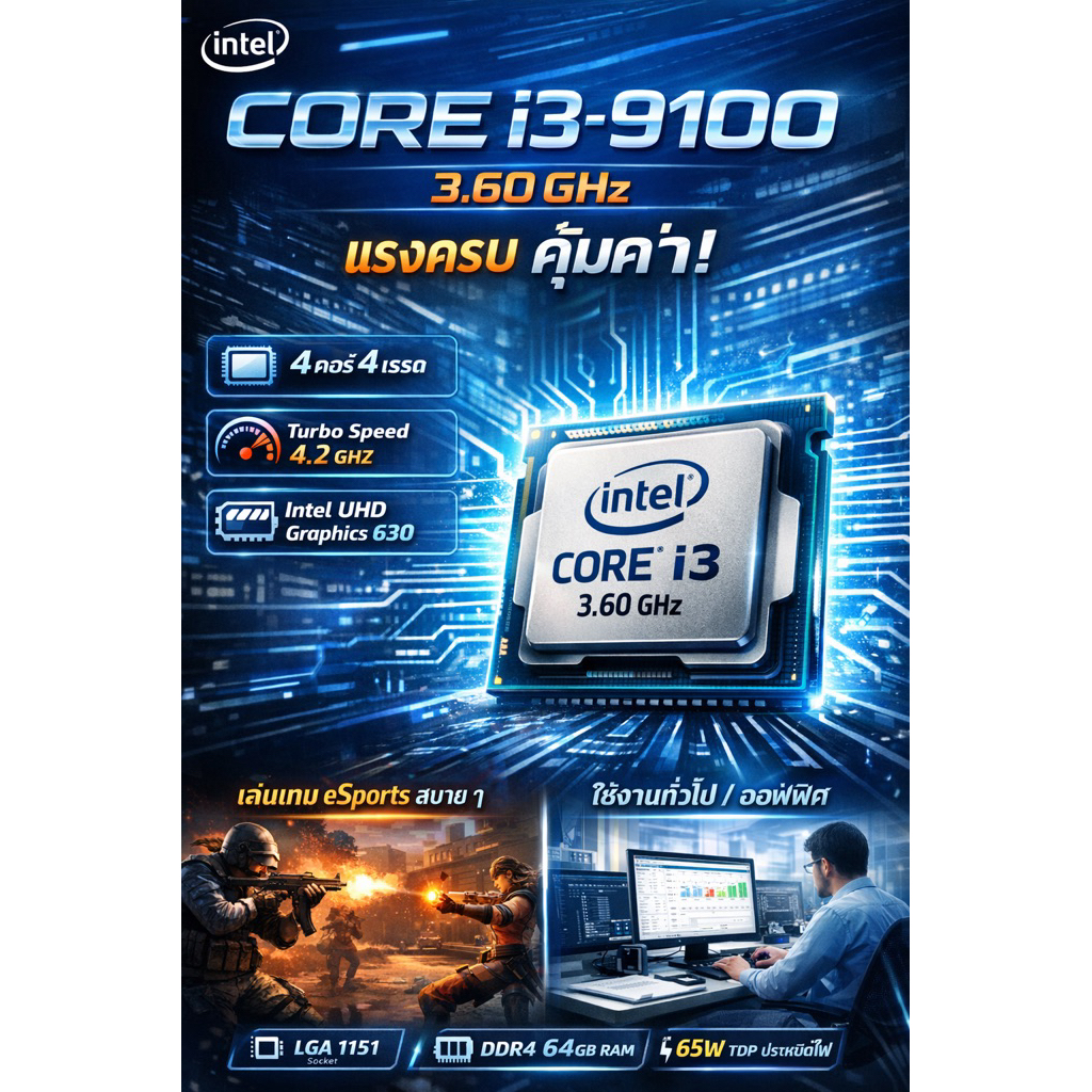 🔧 Intel Core i3-9100 (3.60 GHz)