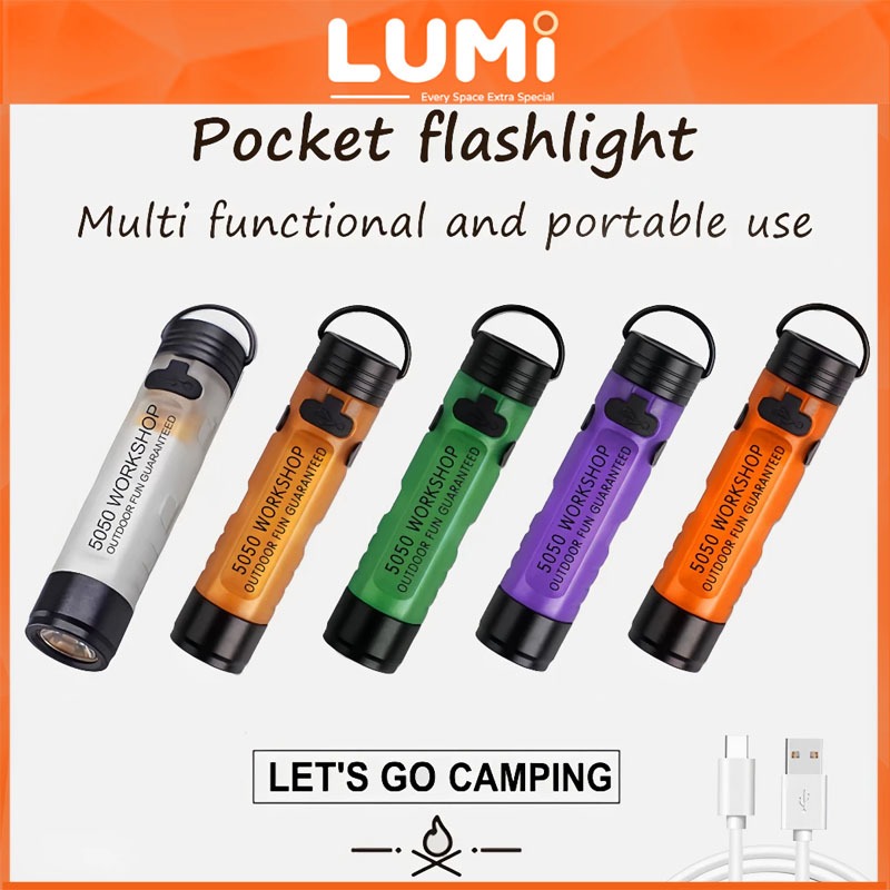 LUMI【ไฟฉายแสงแรงขนาดมินิแบบพกพา】ไฟฉาย LED​/ไฟทำงาน​ /ไฟฉายสำหรับตั้งแคมป์​/กันน้ำระดับ IP65 กันกระแทก/ทั้งไฟฉาย ไฟ