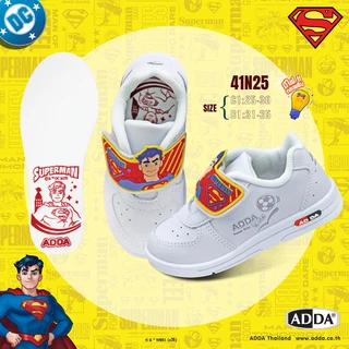 ADDA รองเท้านักเรียนสีขาว ลาย SUPERMAN ลิขสิทธิ์แท้ รุ่น 41N25C1B1 (ไซส์ 25-35)