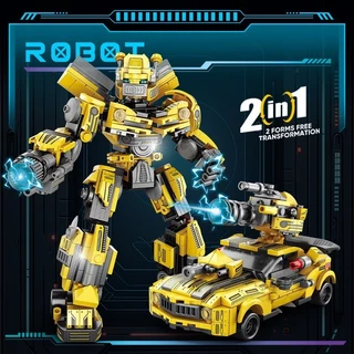 🤖TEMI 2 IN 1🤖 หุ่นยนต์แปลงร่าง ออฟติมัส-บัมเบิ้ลบี เข้ากันได้กับอิฐเลโก้ ของเล่นตัวต่อ ของเล่นเด็กผู้ชาย รถแปลงรูปร่าง