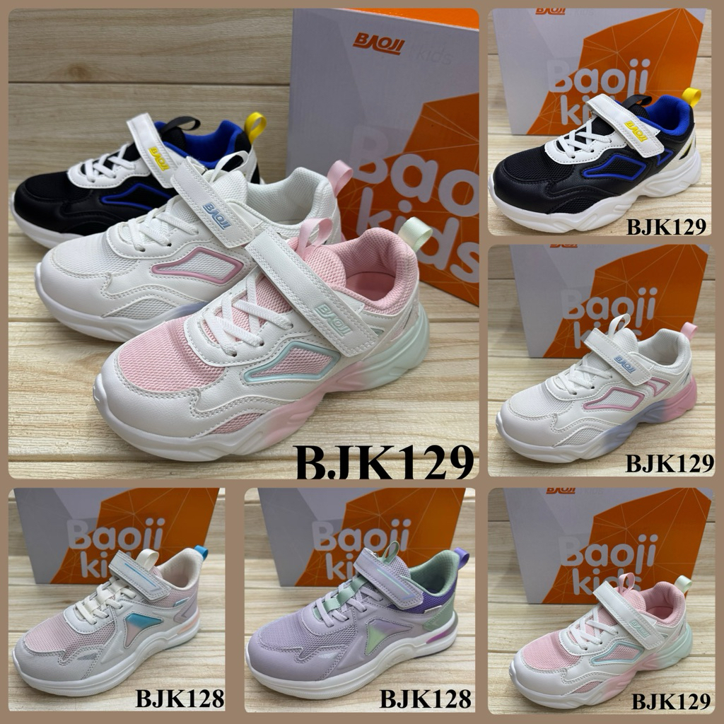 Baoji Kids BJK 128 / 129 / 139 รองเท้าผ้าใบเด็ก บาโอจิ (33-37)  นุ่ม เบา สวมสบาย ลอศ
