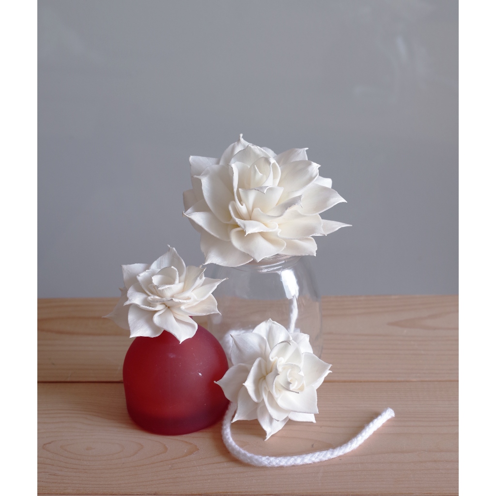 ดอกไม้ดูดน้ำหอม Dahlia 5cm 8cm ตัวเลือก ไม่ใส่เชือก ใส่เชือก เชือกลวด