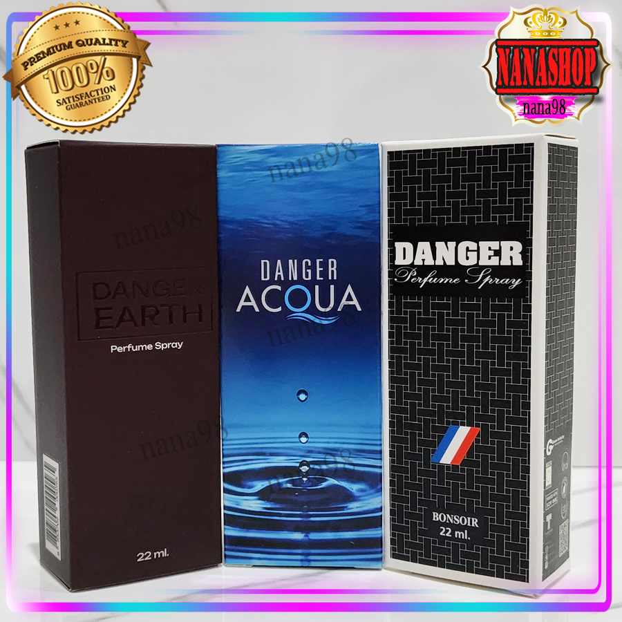 ส่งฟรี มีราคาส่ง รวม น้ำหอม แดนเจอร์ กล่องดำ เพอร์ฟูม Danger ACQUA EARTH Perfume กล่องดำ กล่องน้ำเงิน น้ำเงิน 22ml.