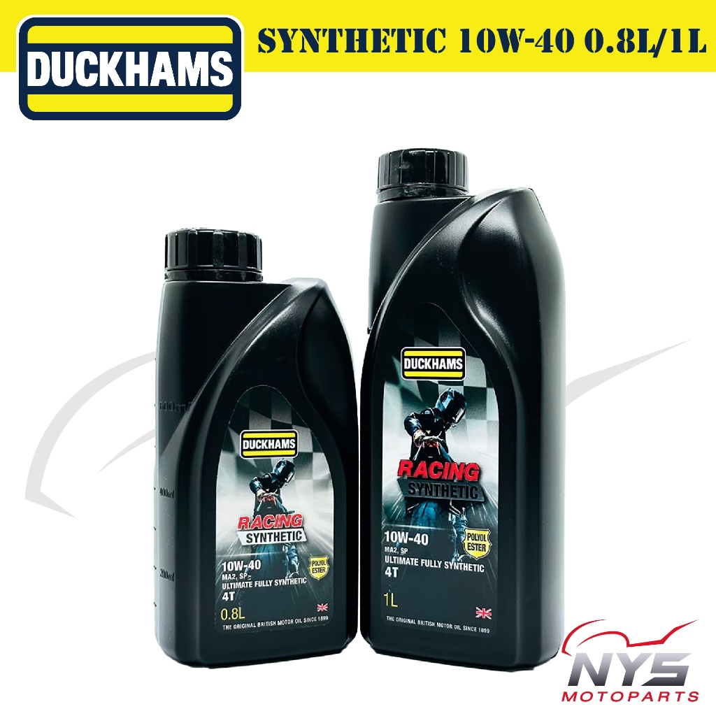 DUCKHAMS Synthetic 10W-40 POLYOL ESTER ขนาด0.8L / 1L น้ำมันเครื่องดั๊กแฮมส์สังเคราะห์แท้100% สำหรับเครื่องยนต์4จังหวะ