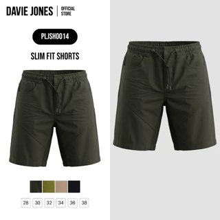 DAVIE JONES [BE FEARLESS] กางเกงขาสั้นผู้ชาย Slim Fit Shorts สีเขียวมะกอก เขียว กากี ดำ SH0014