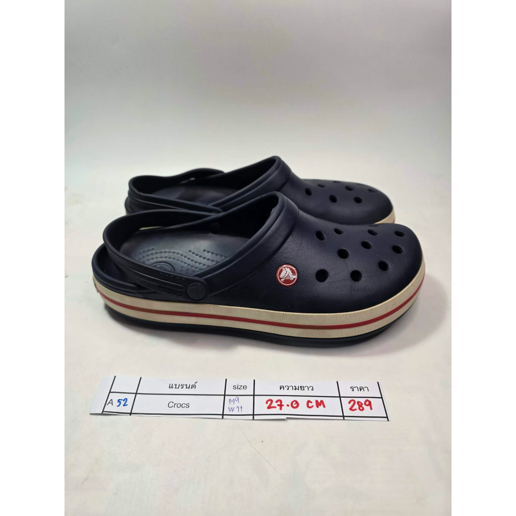 A52 Crocs navy มือสอง ✅️✅️ sz.M9/w11 ยาว 27.0cm. สภาพดี ขอบปริ ตำหนิตามภาพ ไม่ผลต่อการใช้งาน