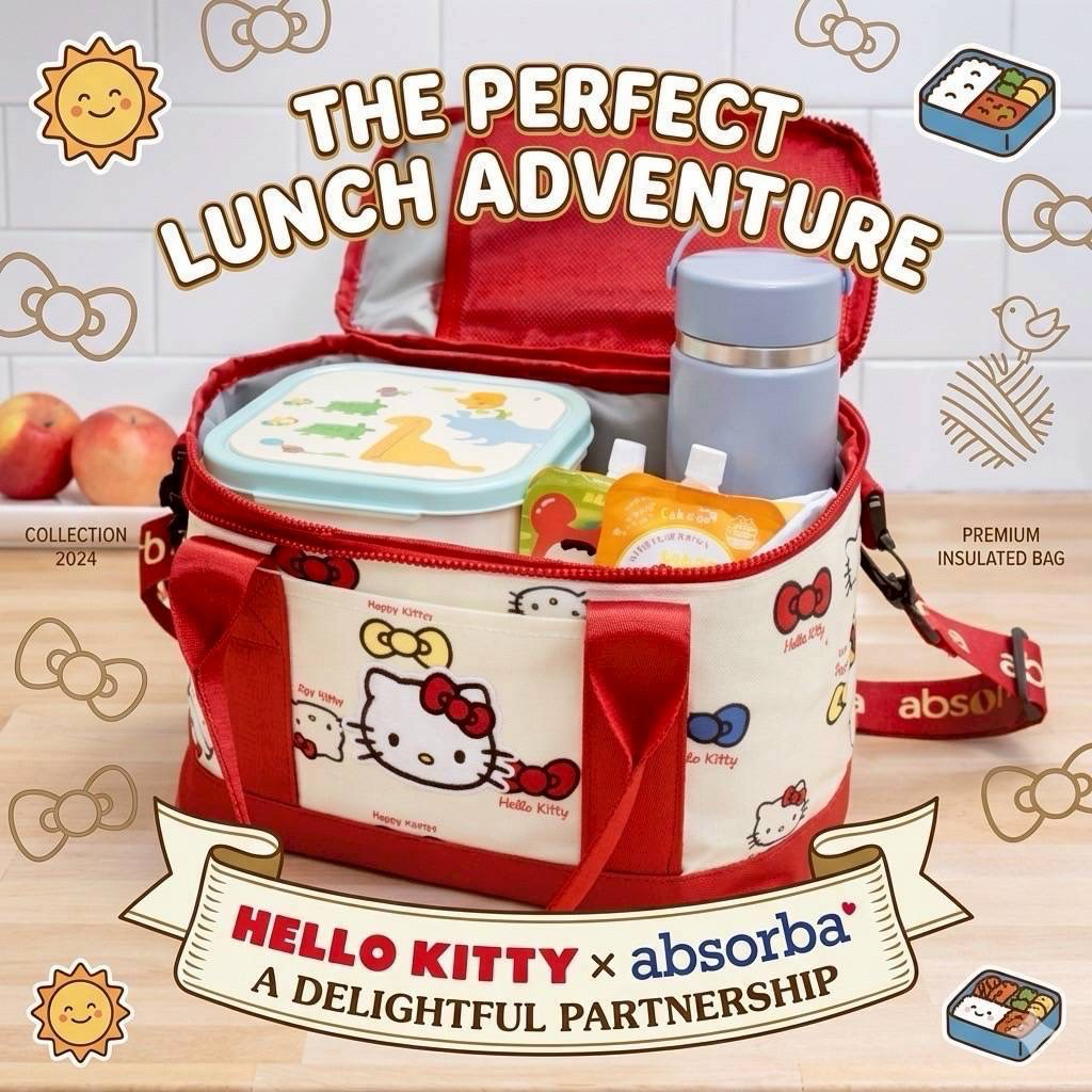 🍎안녕! 𝗛𝗲𝗹𝗹𝗼 𝗞𝗶𝘁𝘁𝘆 𝘅 𝗮𝗯𝘀𝗼𝗿𝗯𝗮 𝗧𝗵𝗲𝗿𝗺𝗮𝗹 𝗧𝗼𝘁𝗲 𝗕𝗮𝗴 Korea Collection ลิขสิทธิ์แท้💯💢