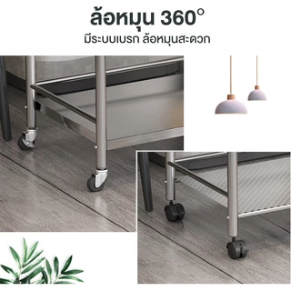 ZEEN รถเข็นมือสแตนเลส 304 รถเข็นอาหาร ประกอบง่าย รถเข็นของอะเนกประสงค์ รถเข็นสแตนเลส รุ่นหนา