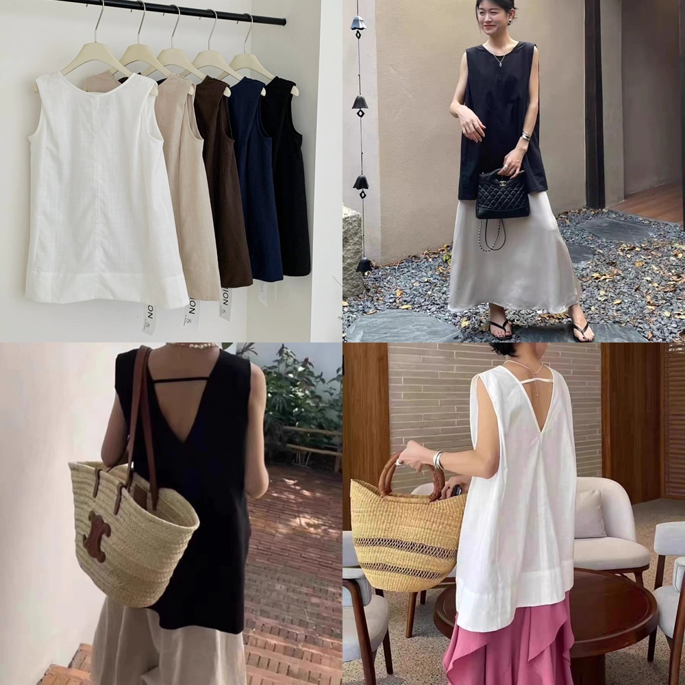 เสื้อลินินสไตล์เกาหลี แขนกุด