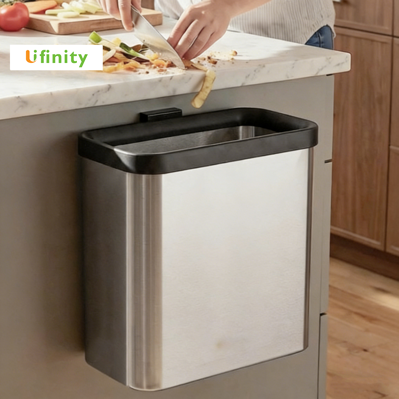 Lifinity สแตนเลส ถังขยะในตู้ครัว 9ลิตร ฝาปิดซีลกันกลิ่น แขวนบนบานตู้ได้ ขนาดใหญ่ประหยัดพื้นที่