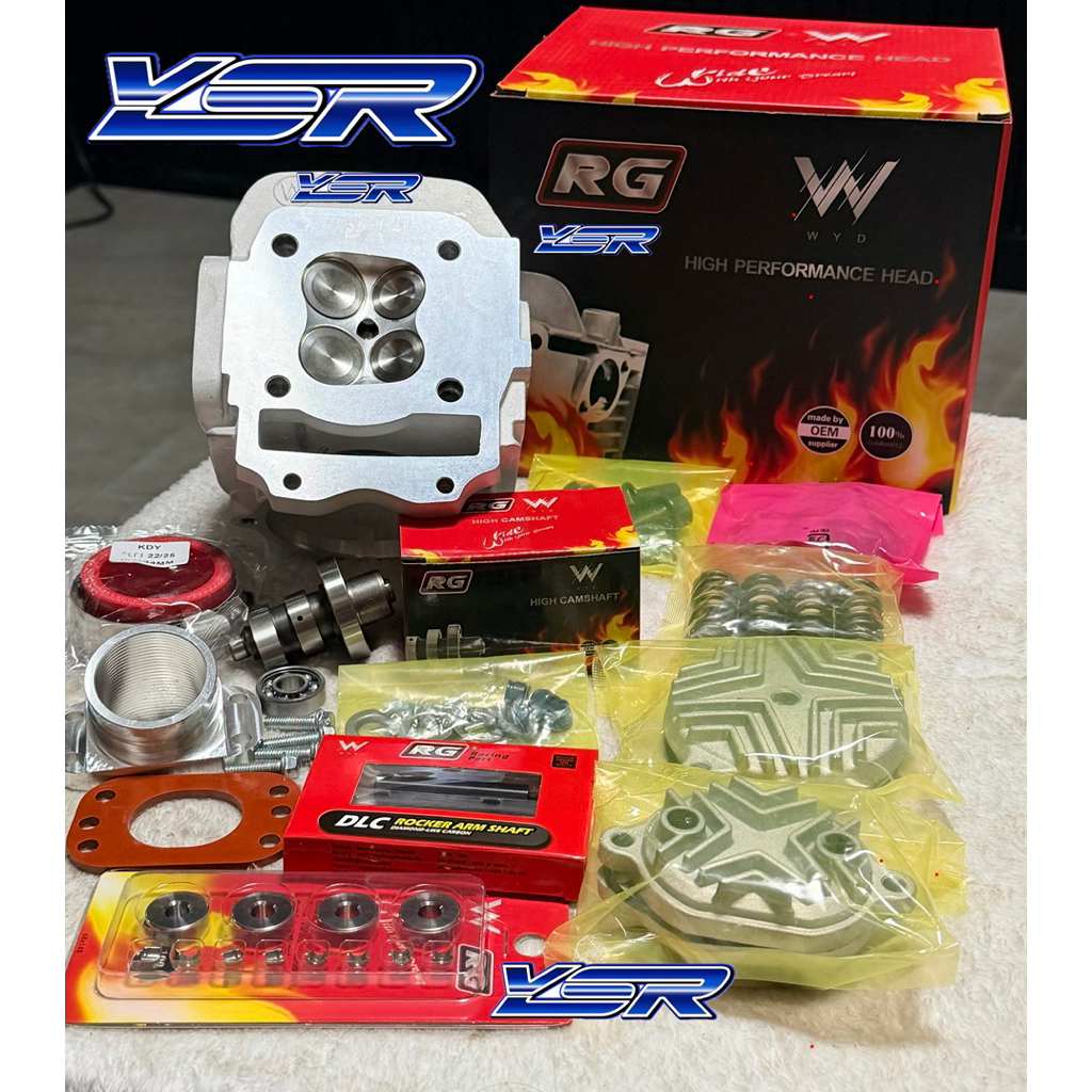 ฝาสูบ4วาล์ว RG โมเดลใหม่พร้อมอุปกรณ์วาล์ว 22/25 ลูก67-70มิลWAVE125(ทุกรุ่น)WAVE125,R,S,i ,MSX,WAVE12