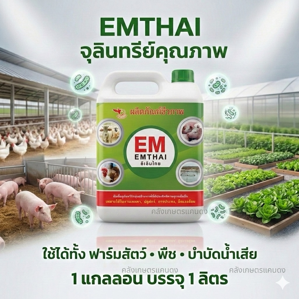 EM EMTHAI อีเอ็ม จุรินทรีย์ชีวภาพ คุณภาพสูง ขนาดบรรจุ 1 ลิตร ดับกลิ้น บำบัดน้ำเสีย บำรุงพืช รับประกันคุณภาพ100%