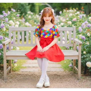 ชุดเช็ตลูกสาว ชุดสงกรานต์ รุ่นเสื้อ+กระโปรงลายดอก/ลายตารางย้อนยุค**ไม่รวมเครื่องประดับ**