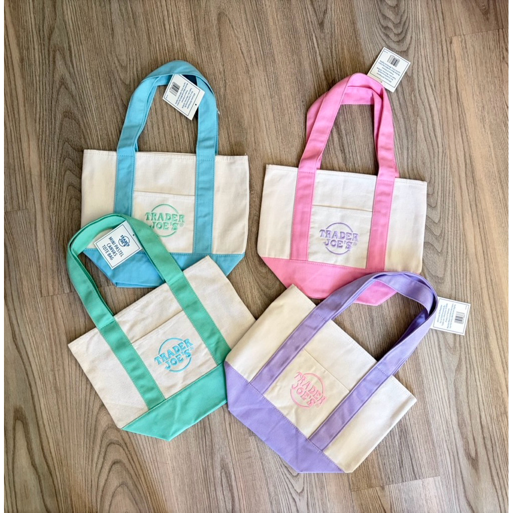 <พร้อมส่ง> Trader Joe’s Mini pastel canvas tote bag ของแท้จากอเมริกา