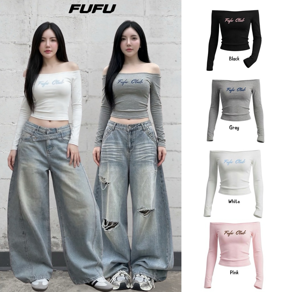 FUFU | Deeper well top เสื้อปาดไหล่ผ้าพรีเมี่ยม NEW