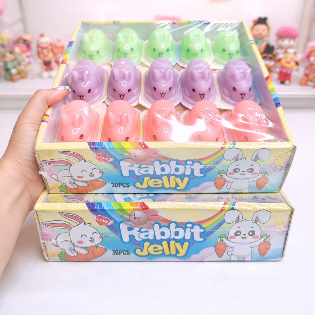 เยลลี่ เจลลี่ พุดดิ้ง กระต่าย แรบบิท รสผลไม้ 3 สี (1 กล่อง 30 ชิ้น)